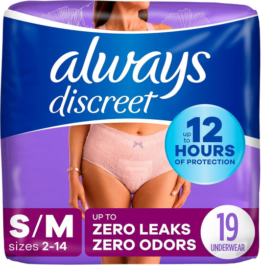 Always Discreet Small/Medium Women's Incontinence Underwear, Maximum Absorbency