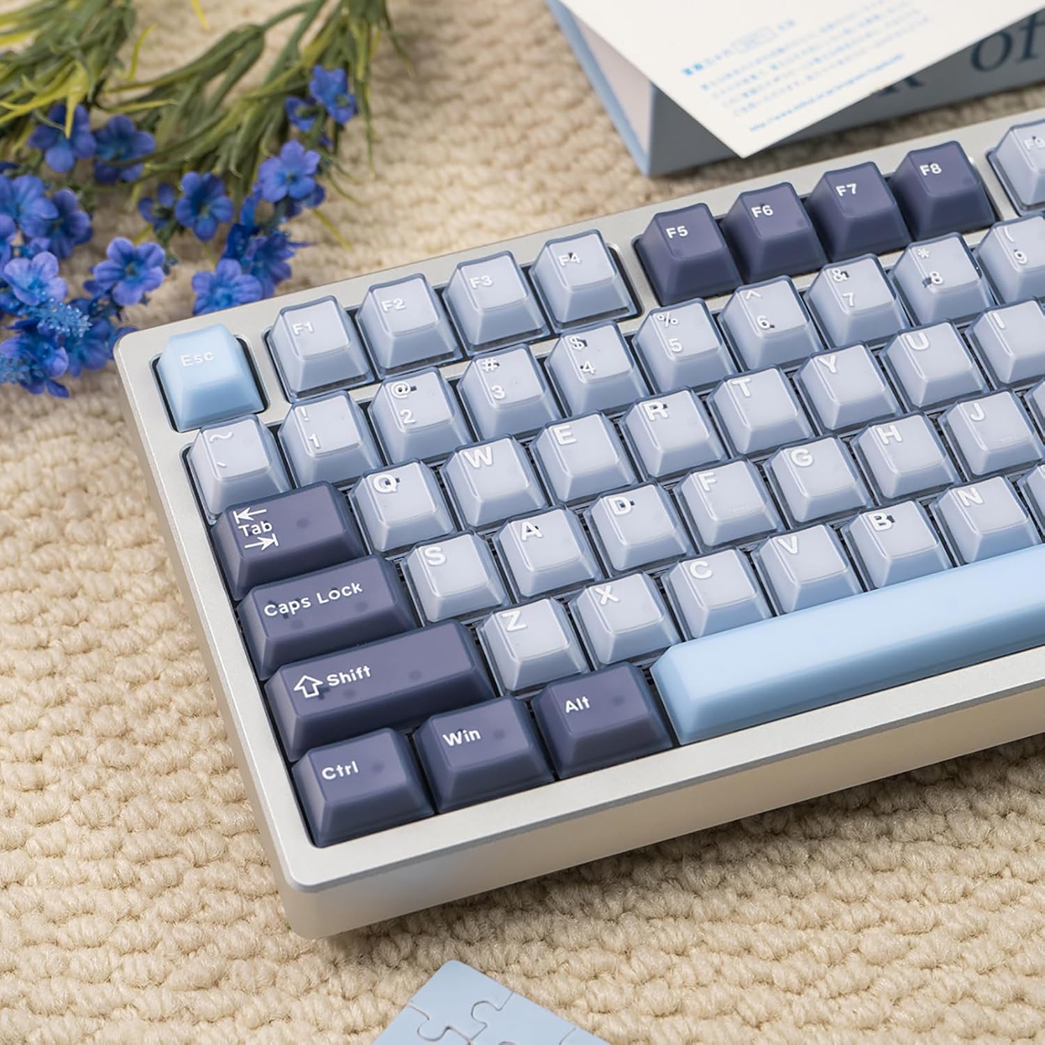 164 Keys Dark Blue Translucent Keycaps Set for Mechanical Keyboards
