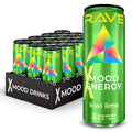 RAVE Mood Energy Drink 12 Pack Kiwi Lime - Mood Boost & 225mg Caffeine