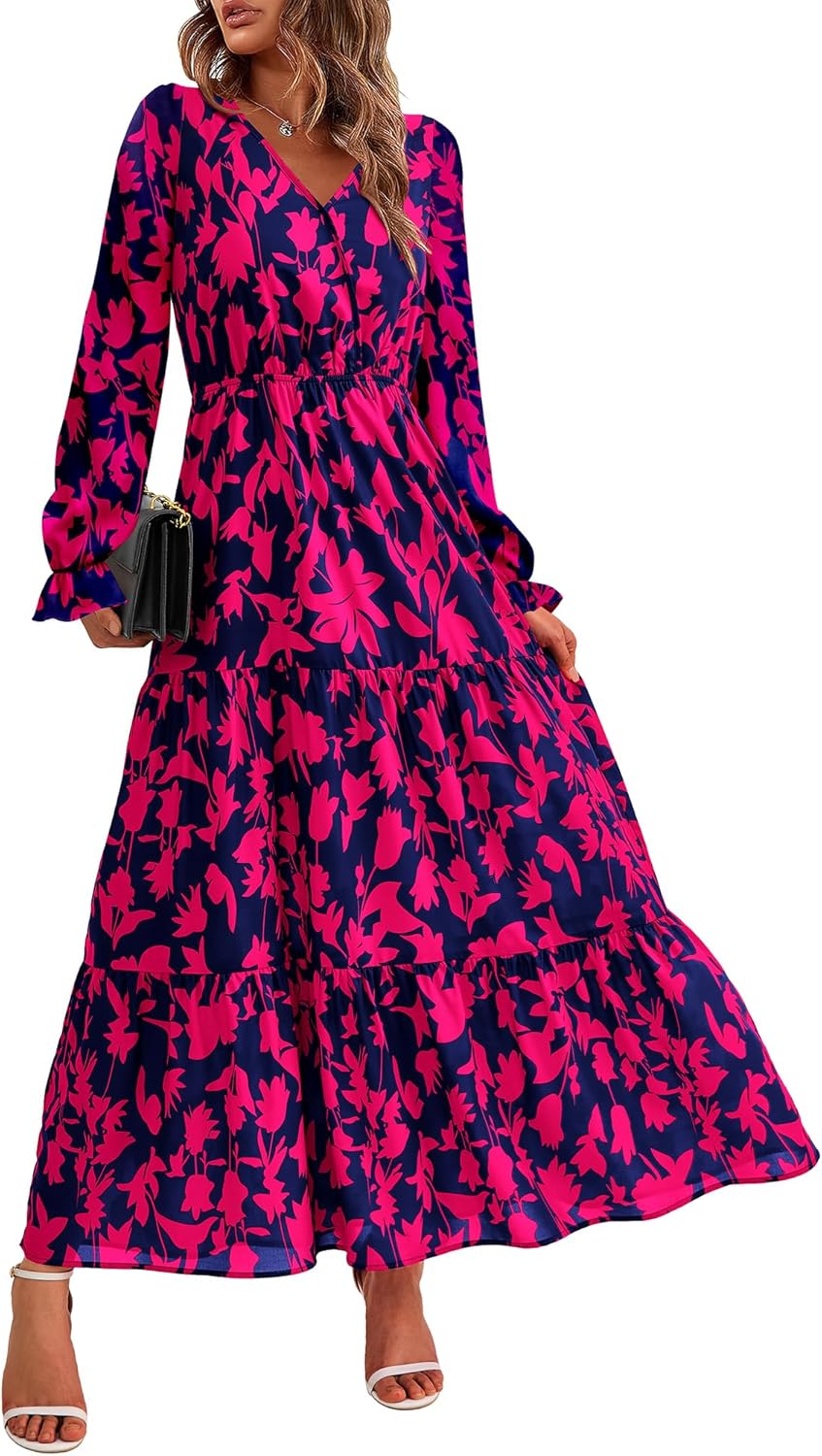 BTFBM Women Fall Dresses 2025 Casual Long Sleeve Maxi Dress