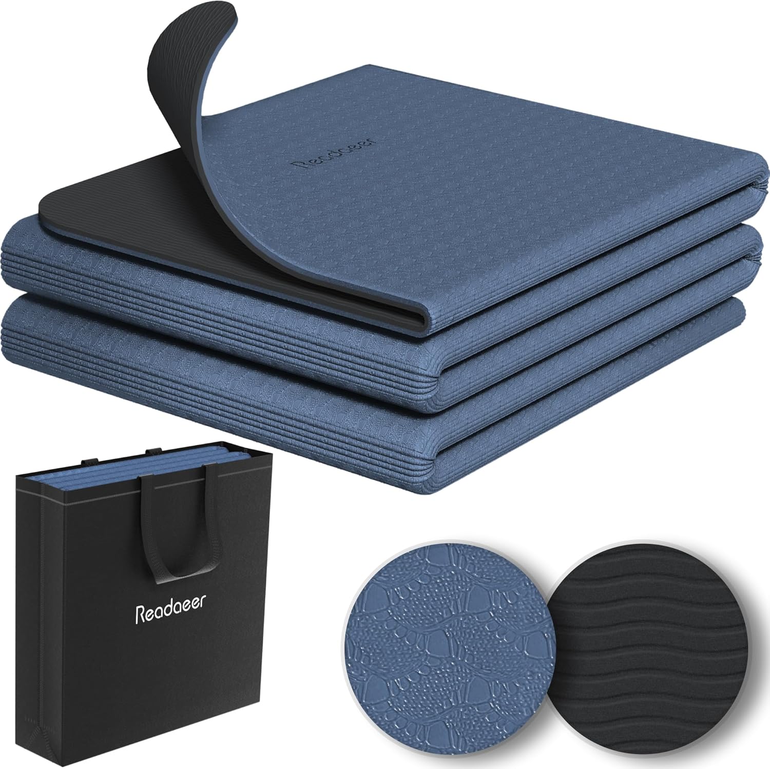 Readaeer Foldable Travel Yoga Mat - Non-Slip & Portable 6mm Thick