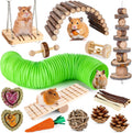 Hamster Chew Toy Set with Timothy Hay and Apple Wood - Play & Teeth