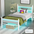Twin Bed Frame with Headboard and RGB Lights - Sturdy Twin Platform
