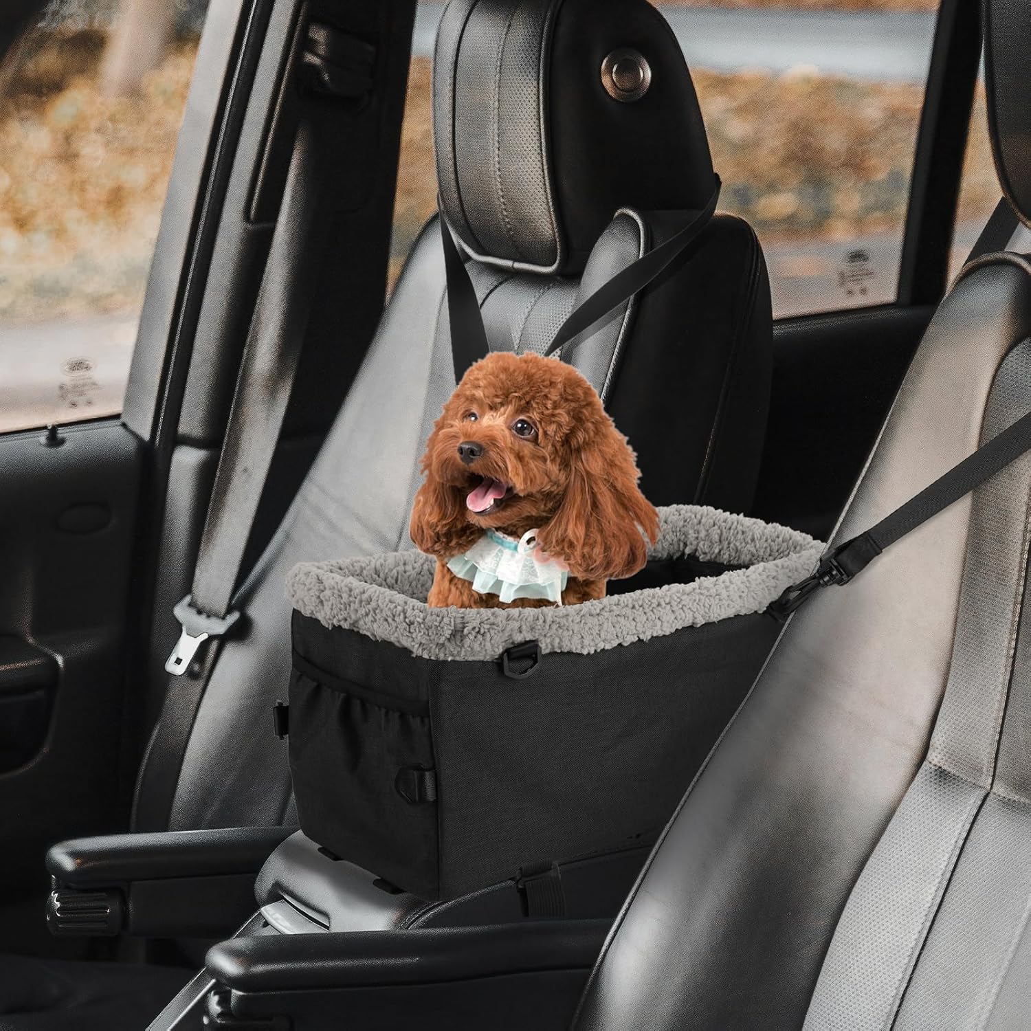 Carory Center Console Dog Car Seat: Cozy & Safe Ride for Small Dogs