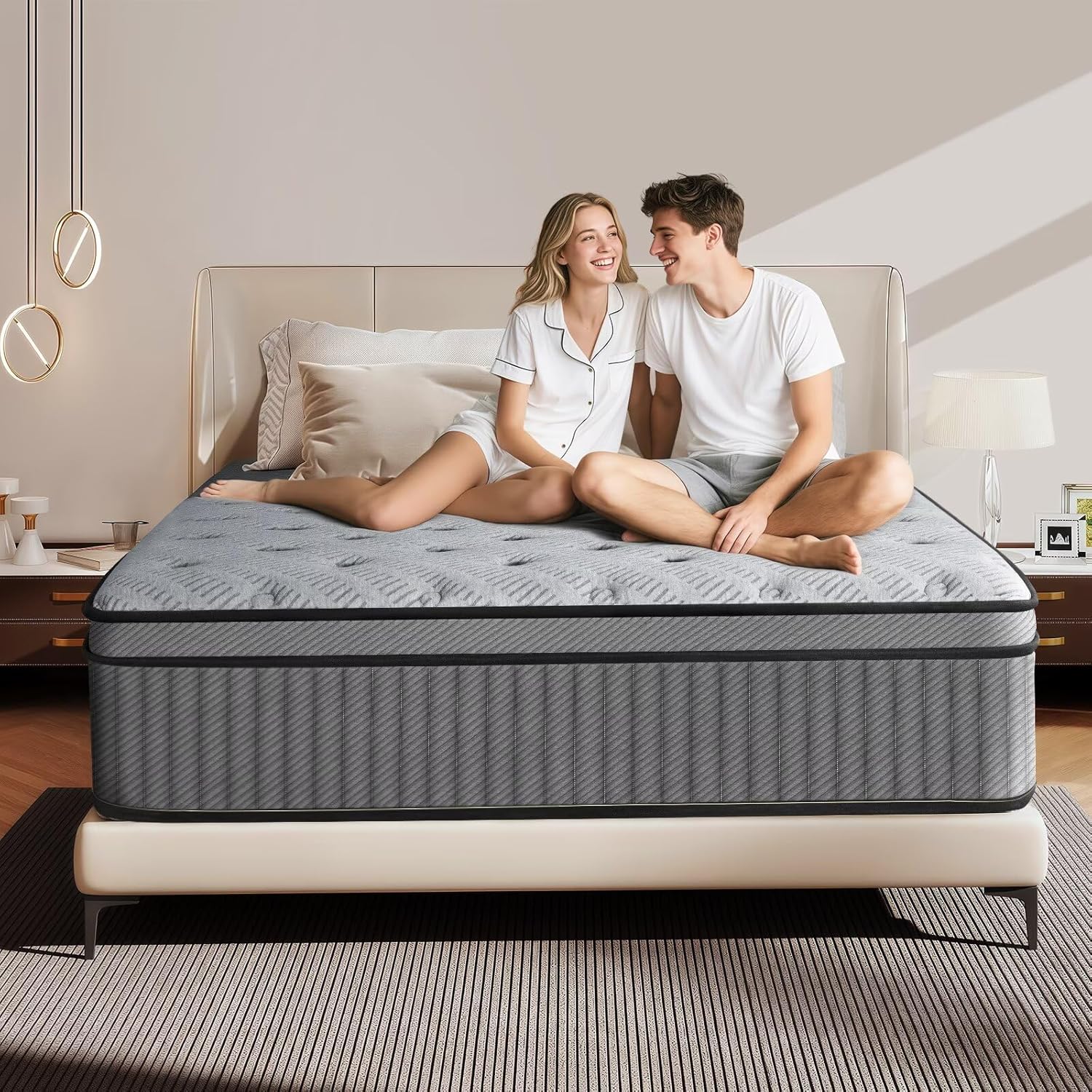 Twin Mattress 12 Inch with Lumbar-Zoned Foam for Comfort