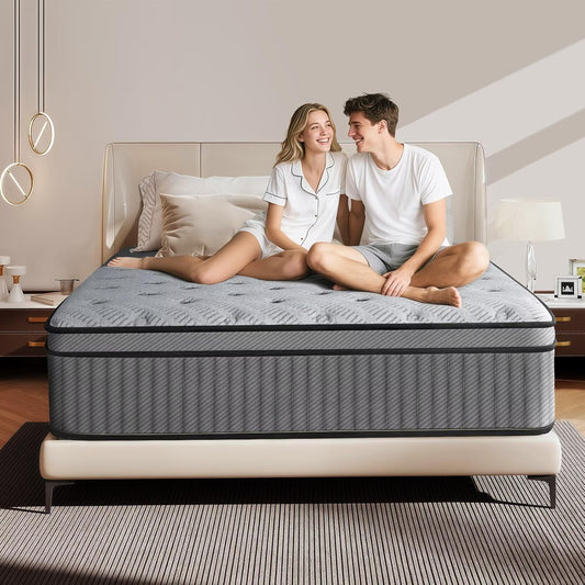 Twin Mattress 12 Inch with Lumbar-Zoned Foam for Comfort
