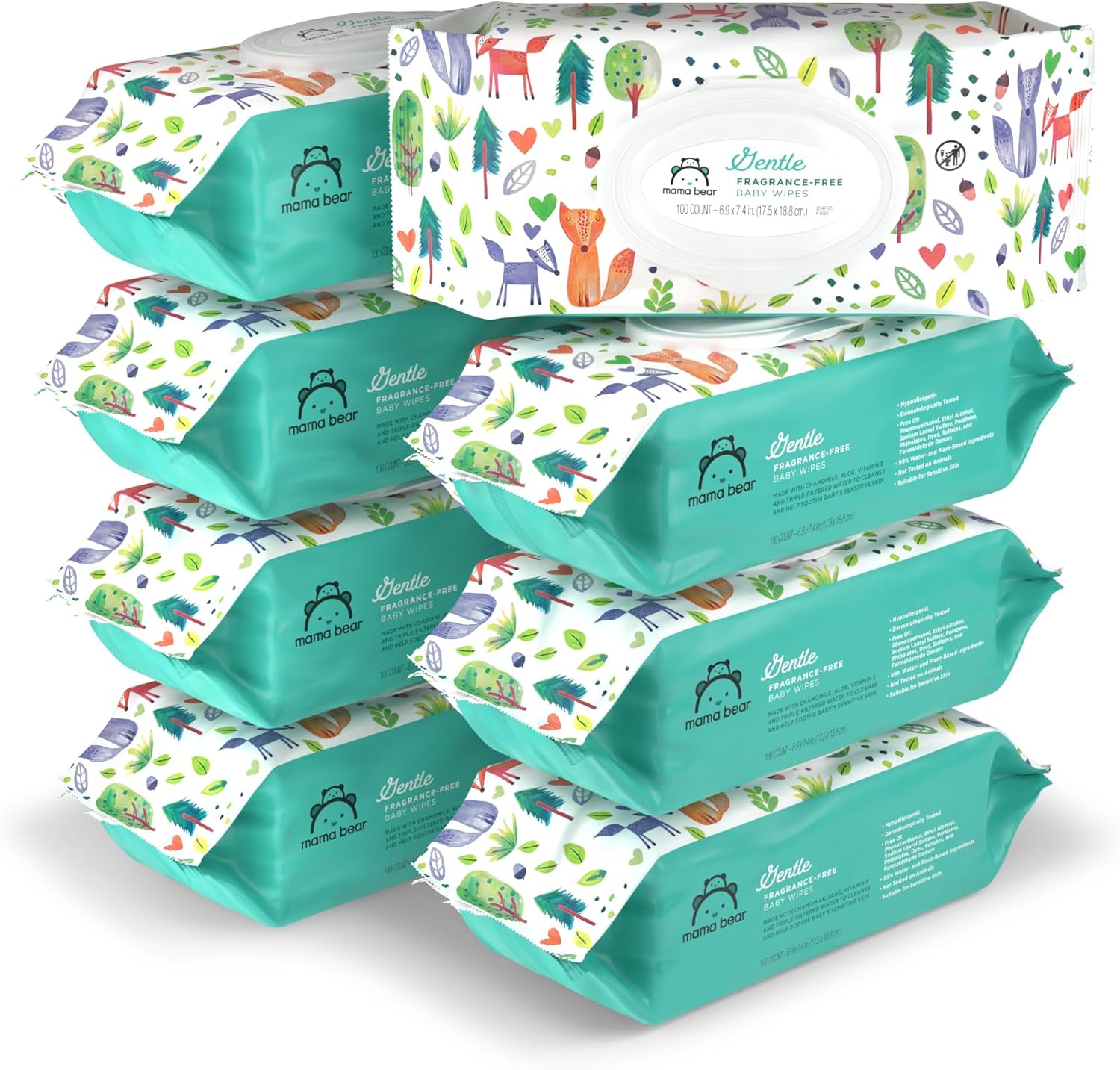 Mama Bear Gentle Baby Wipes, Hypoallergenic, Unscented, 800ct