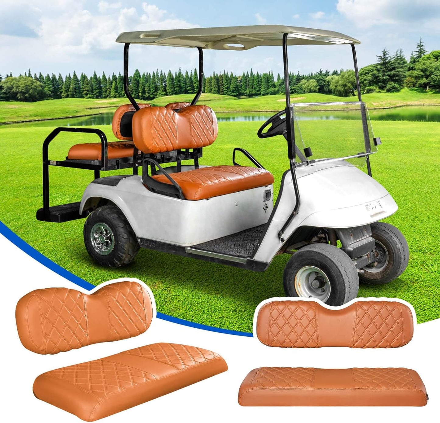 NOKINS Golf Cart Diamond Seat Covers Kit for EZGO Freedom TXT-T48