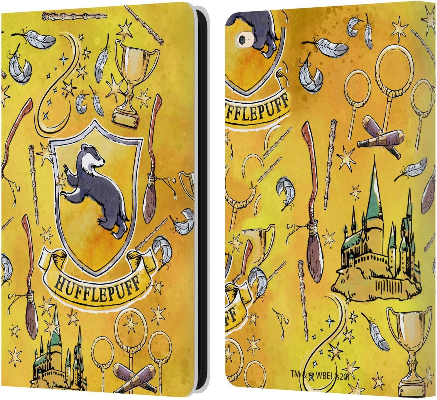 Harry Potter Hufflepuff Pattern Leather Wallet Case for iPad Air 2