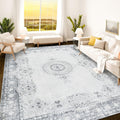 Istana 9x12 Area Rug Grey/Gold - Foldable Washable Comfort
