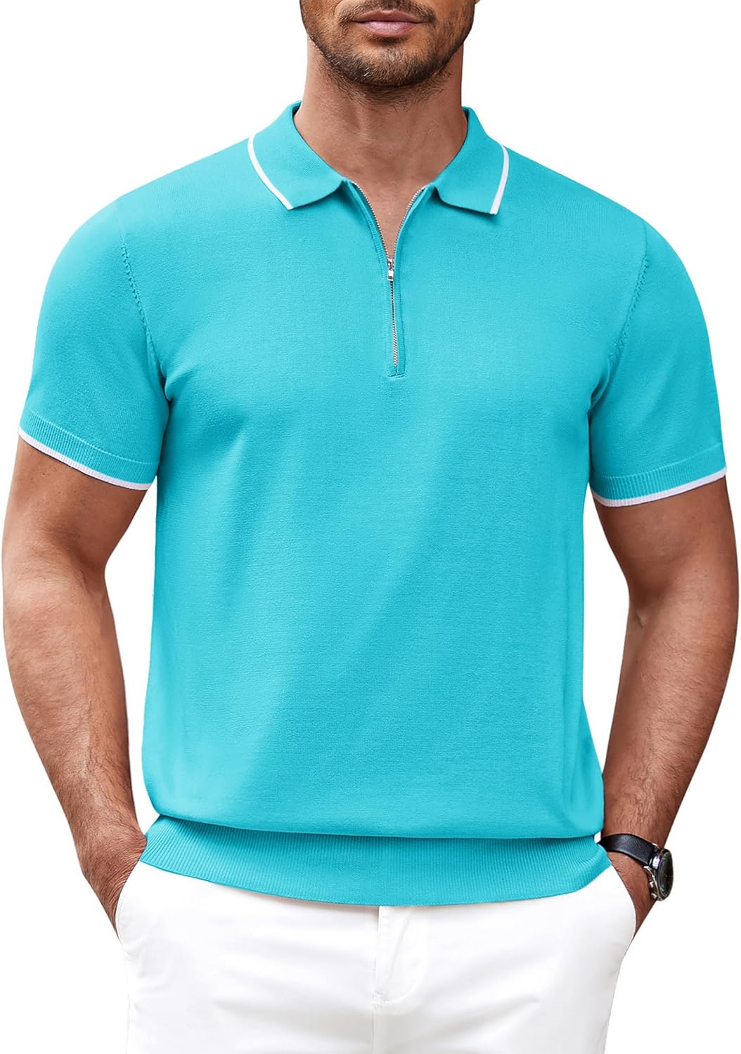 Men's Zipper Polo Shirt for Casual Style and Comfort