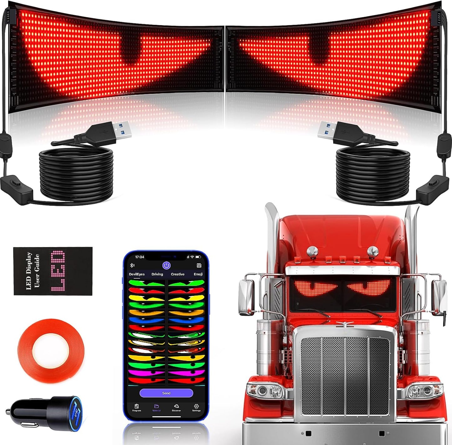 Rayhome 2PCS Synchronize LED Devil Eyes Light for Trucks