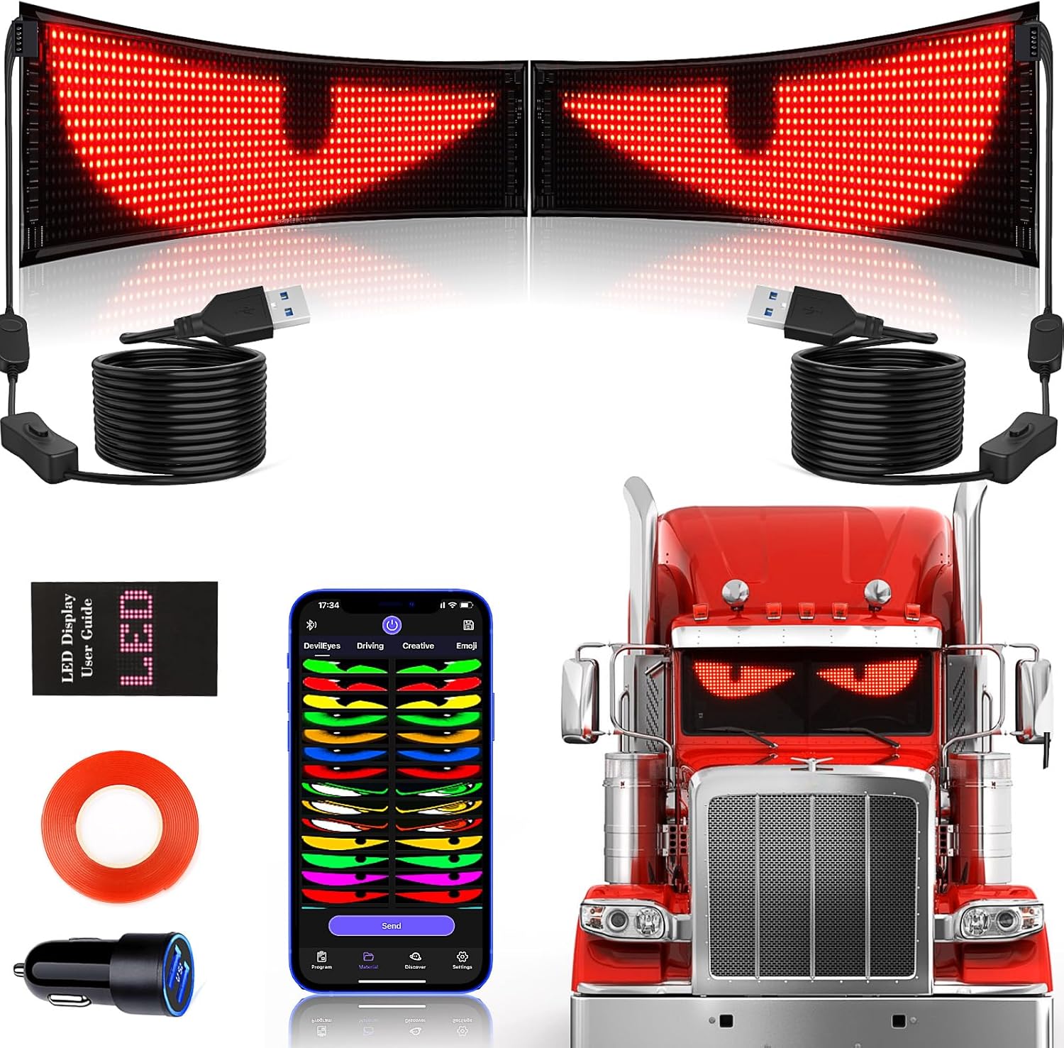 Rayhome 2PCS Synchronize LED Devil Eyes Light for Trucks