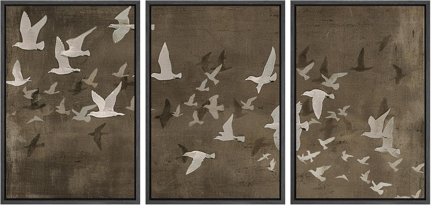 MUDECOR Framed Wall Art Print Set of Abstract Birds in Flight