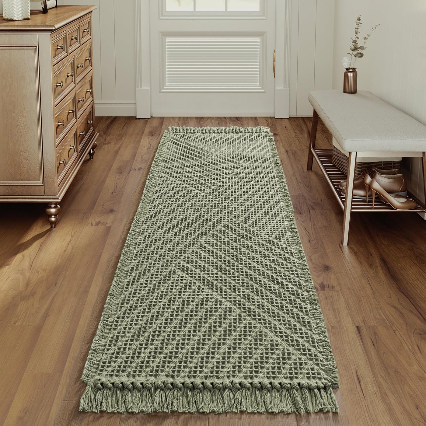 H.VERSAILTEX Waffle Bath Runner Rug Super Absorbent Non Slip