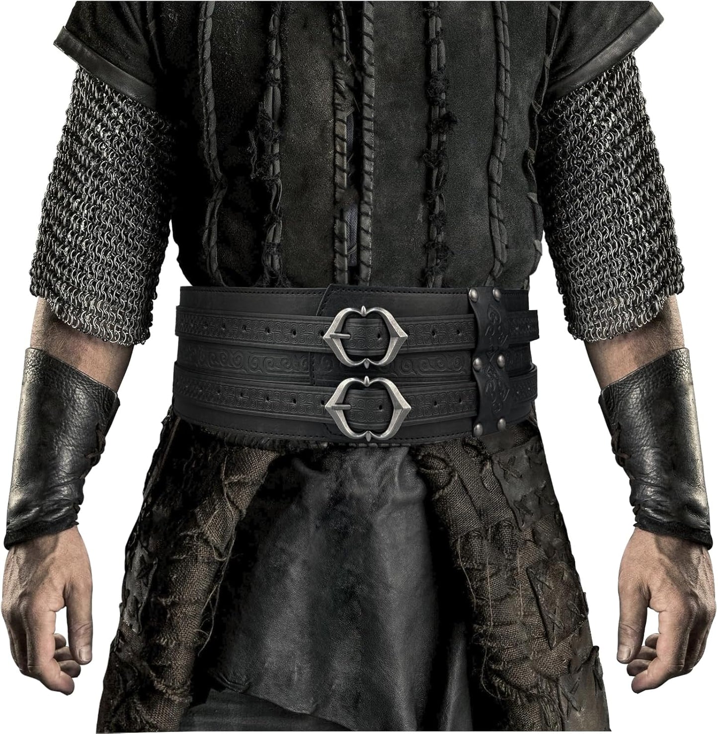 HiiFeuer Viking Wide Belt - Medieval Faux Leather Armor Belt