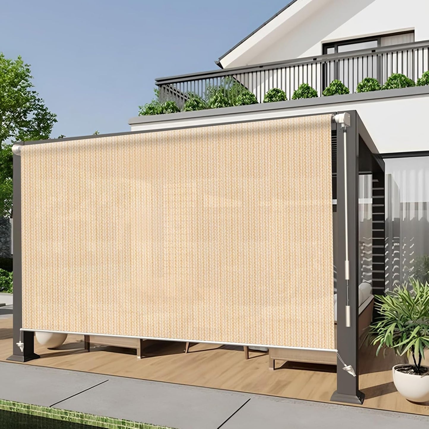 HENG FENG Outdoor Cordless Roller Shade for UV Protection