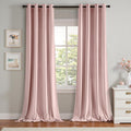 MIULEE Velvet Curtains Baby Pink 52 x 90 in Set of 2 - Elegant Thermal