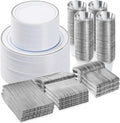 600PCS Silver Dinnerware Set for 100 Guests - Elegant Disposable