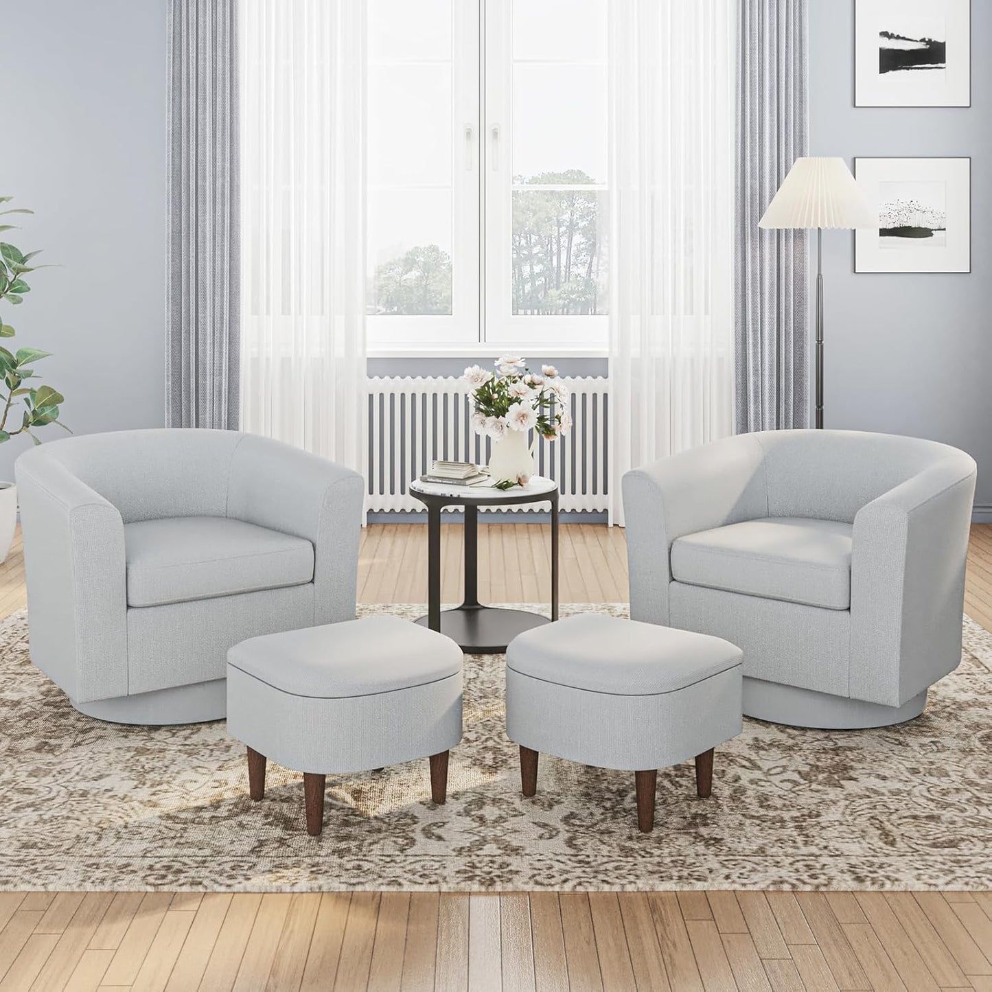 Swivel Barrel Chair Set with Storage - COLAMY