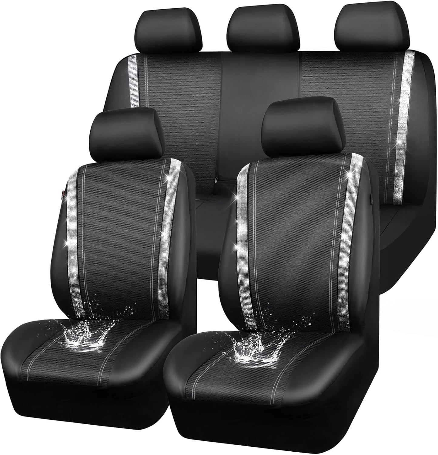 Bling Diamond Car Seat Covers Full Set for Cute Women Girls