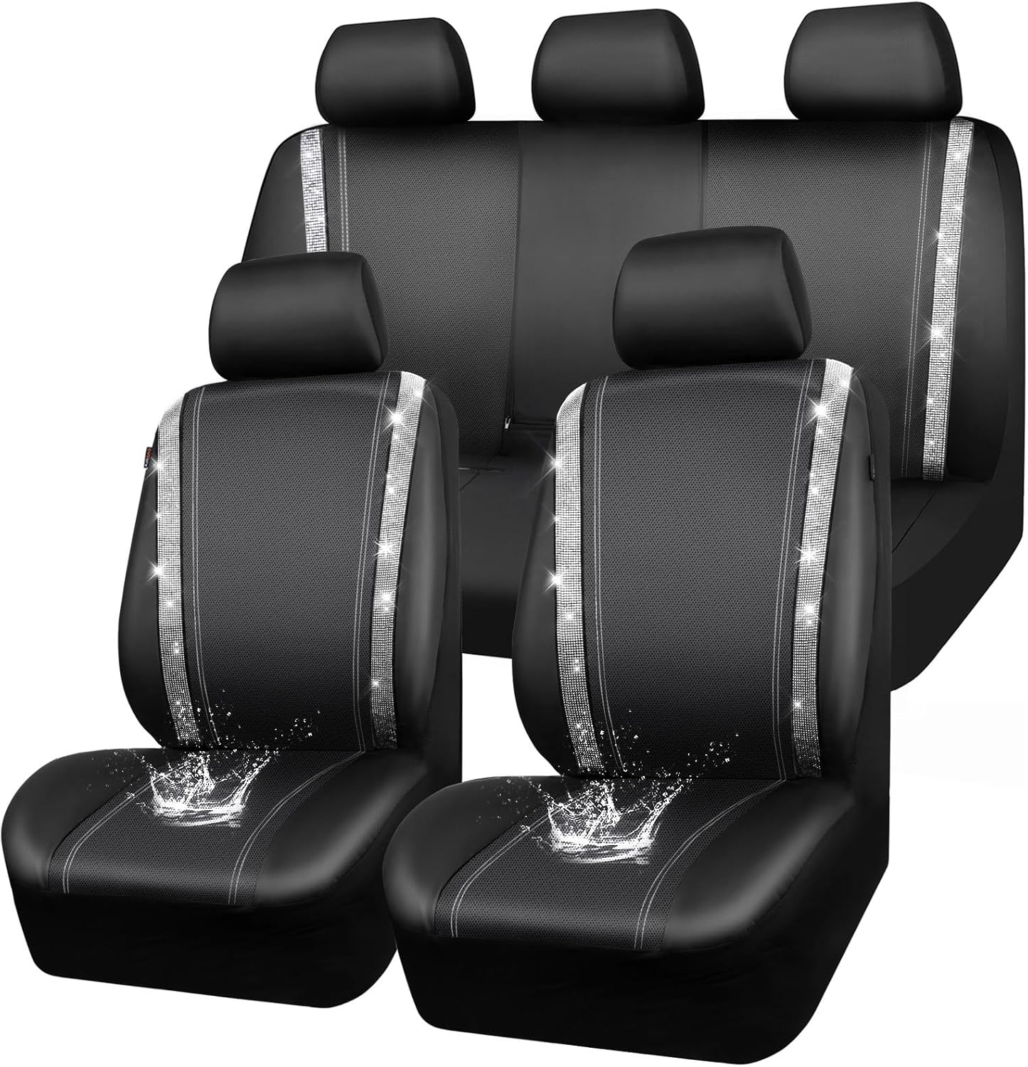 Bling Diamond Car Seat Covers Full Set for Cute Women Girls