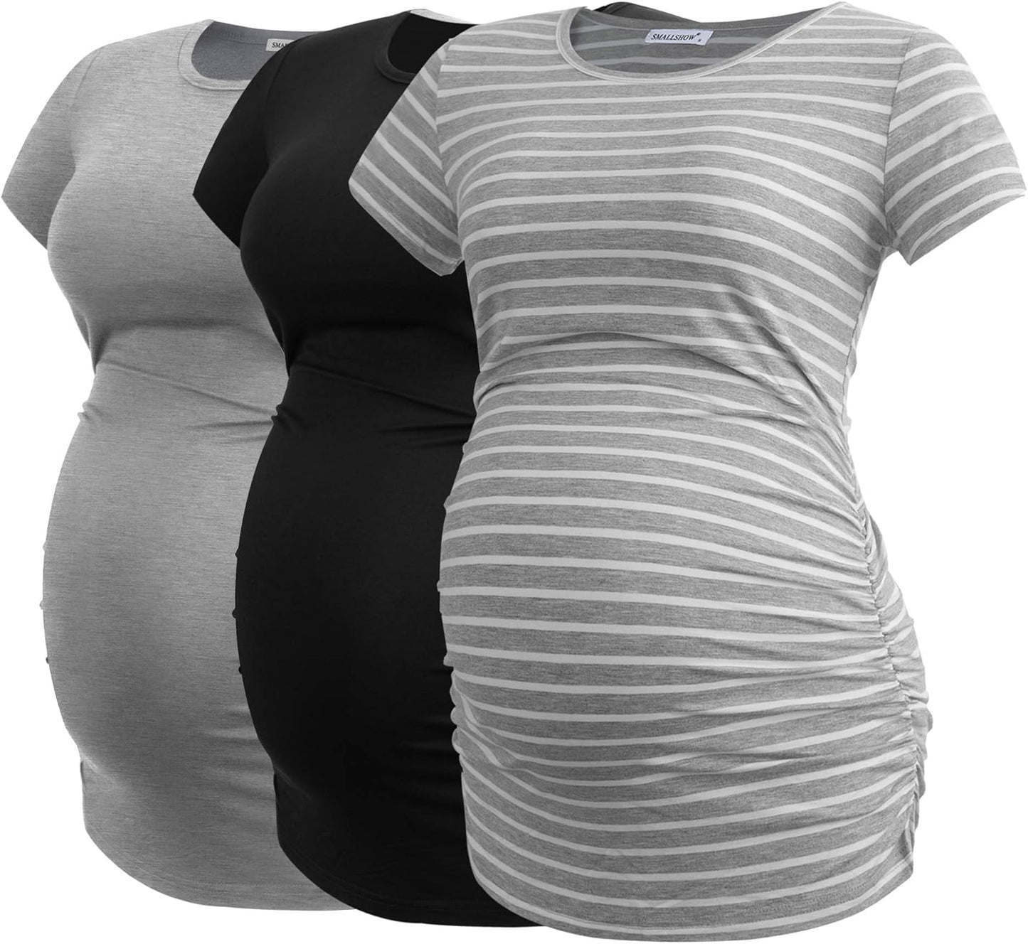 Smallshow Women's Maternity Tops Side Ruched Tunic T-Shirt