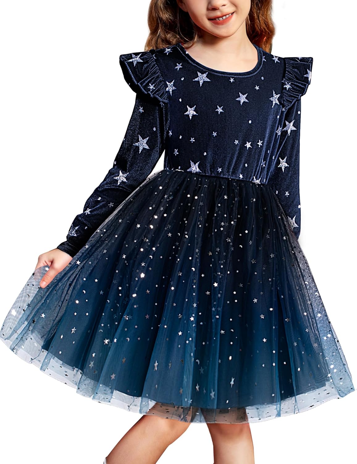 Toddler Tutu Dresses for Girls - Velvet Tulle Long Sleeve Style