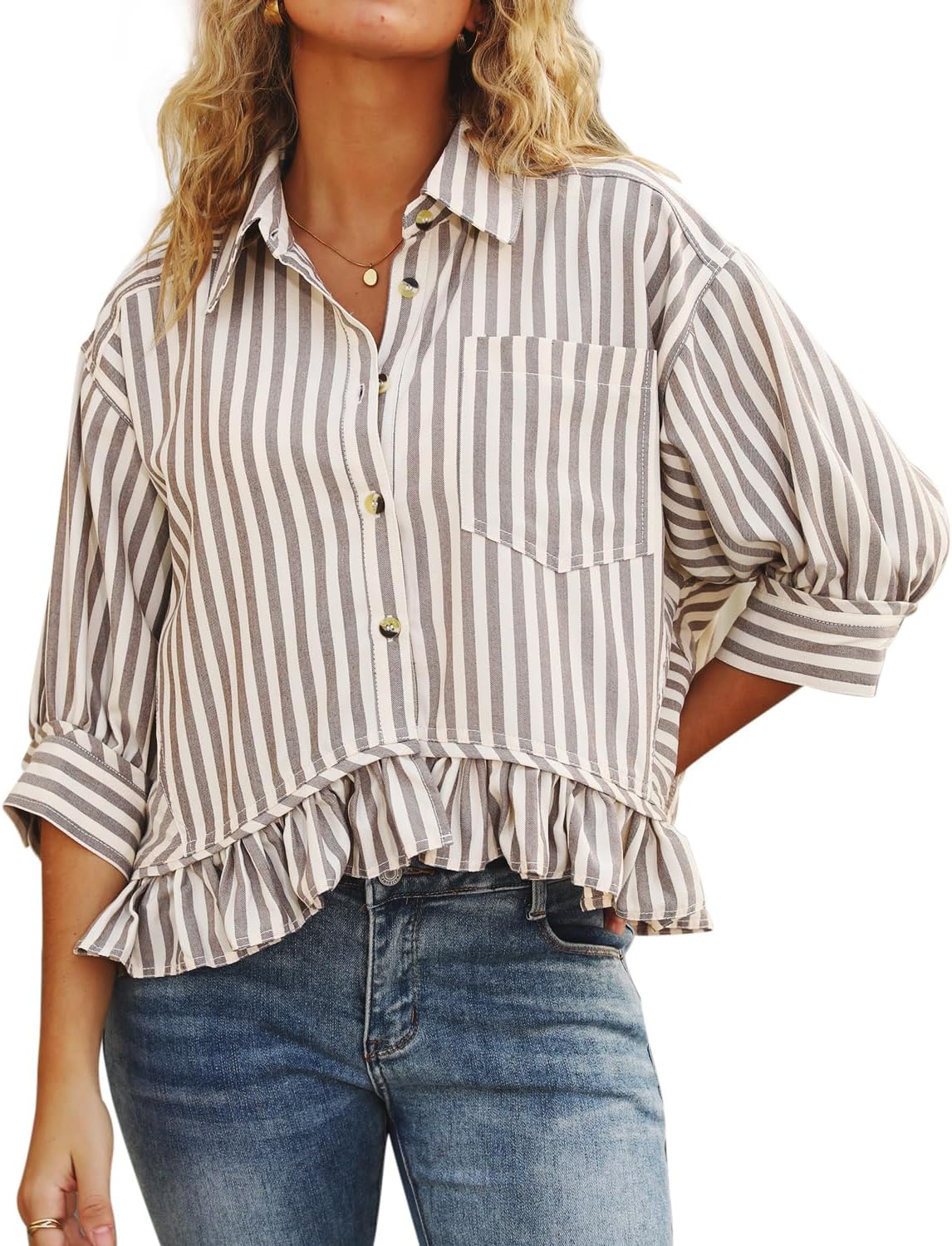 Chic Ruffled Summer Tops for Women - Dressy Casual Blouse