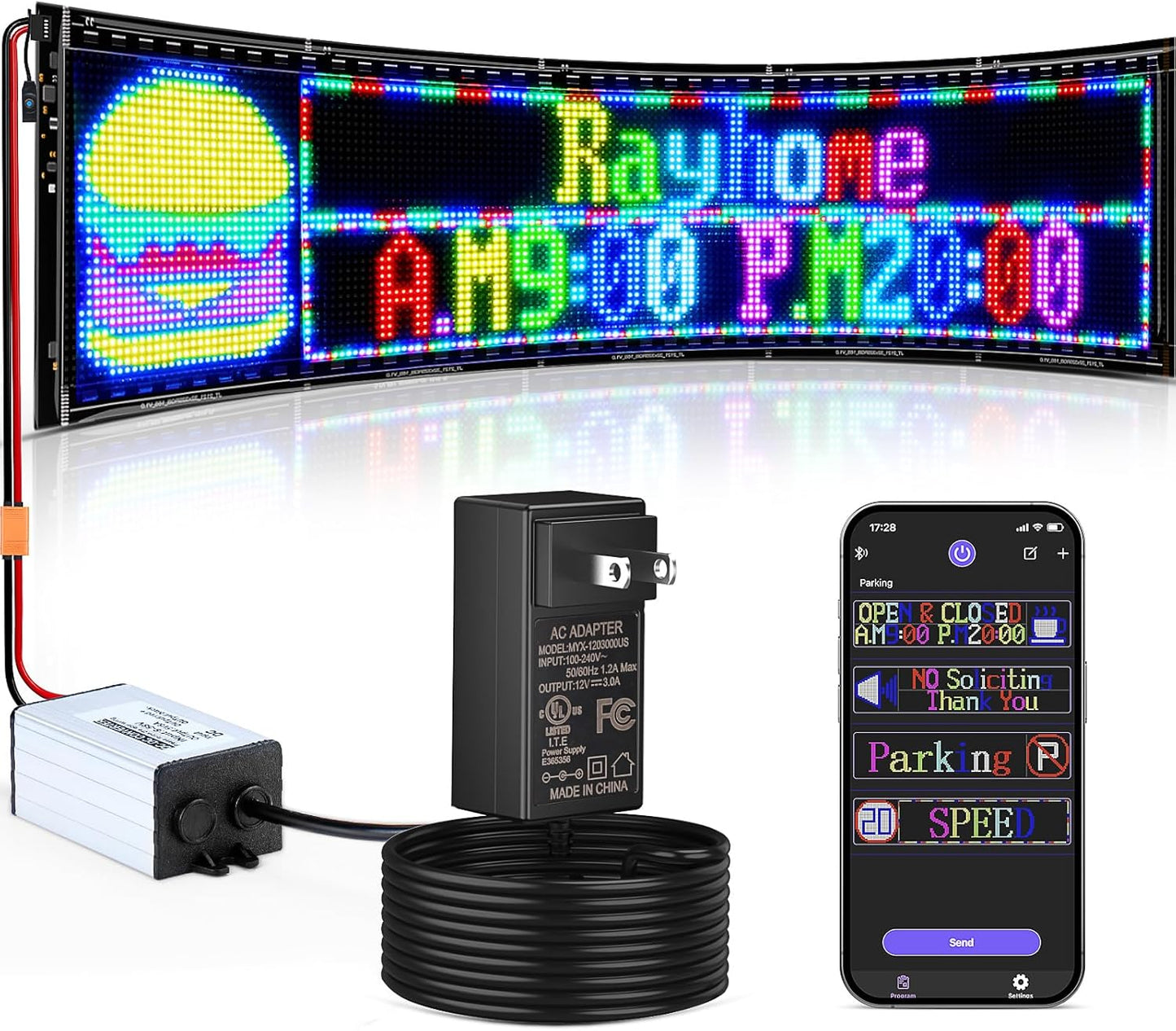 Rayhome Double Row Huge Bright Programmable LED Sign for Stores