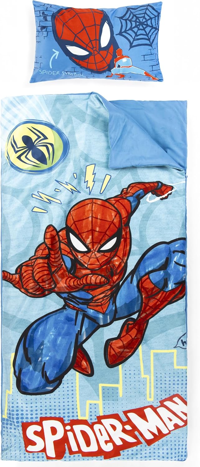 Spiderman Kids Slumber Bag and Pillow Set for Sleepovers