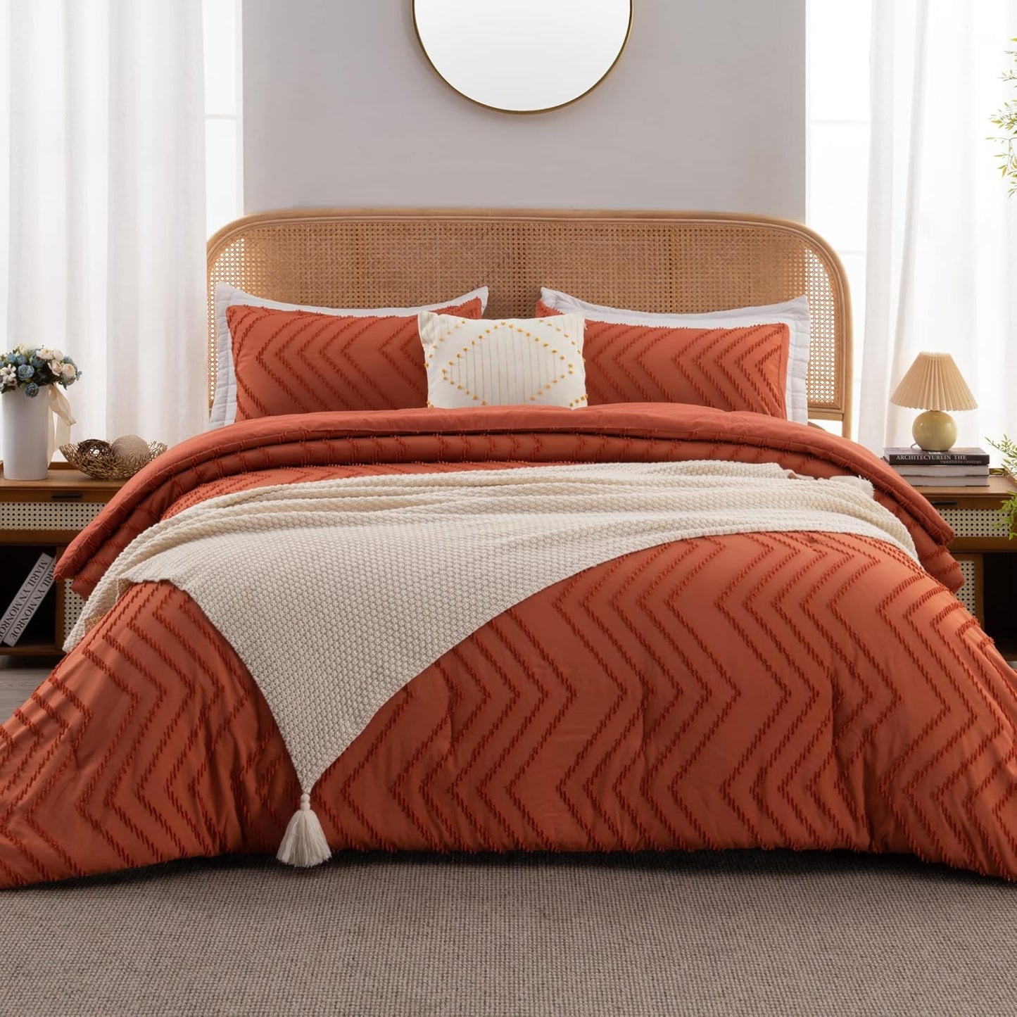 Litanika Comforter Set in Burnt Orange for California King Beds