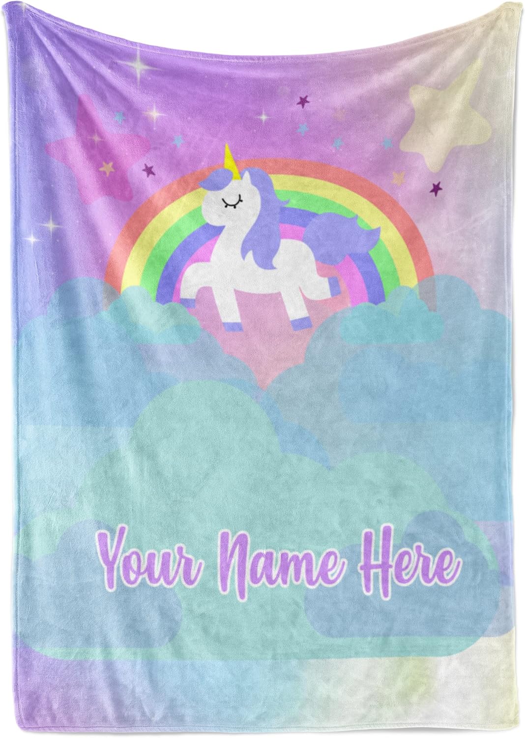Personalized Unicorn Blanket for Girls - Custom Plush Fuzzy Throw