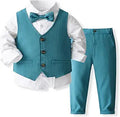 Boys 4-Piece Formal Suit Set - Shirt, Vest, Pants and Tie
