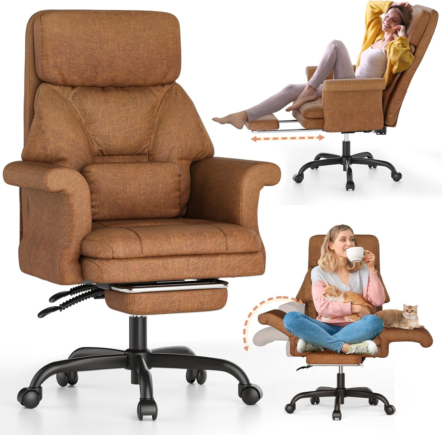 ELABEST Ergo Office Chair w/ Foot Rest & Lumbar Pillow