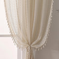 Cottage Style Sheer Curtains 72 in 2 Panel Set - Boho Tassel Privacy