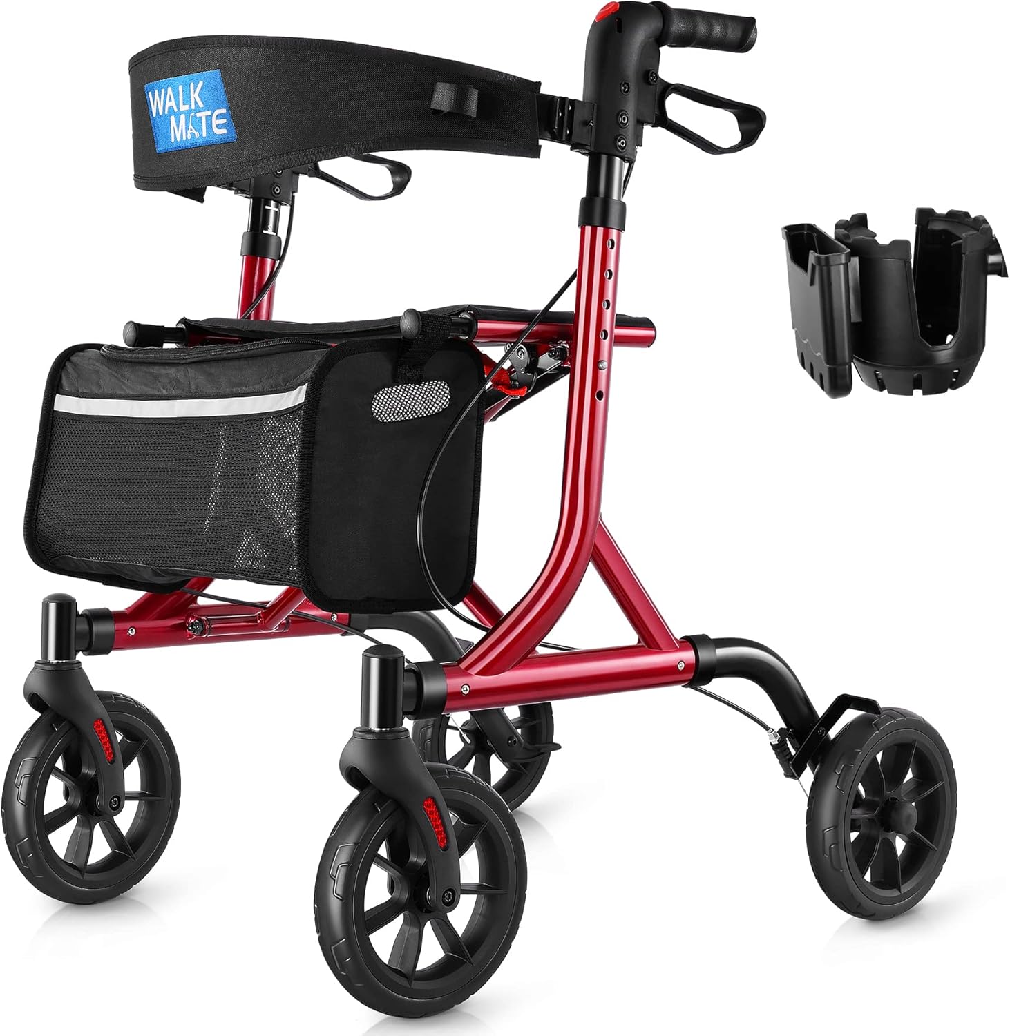 Rollator Walker for Seniors with Cup Holder and Height Adjustment