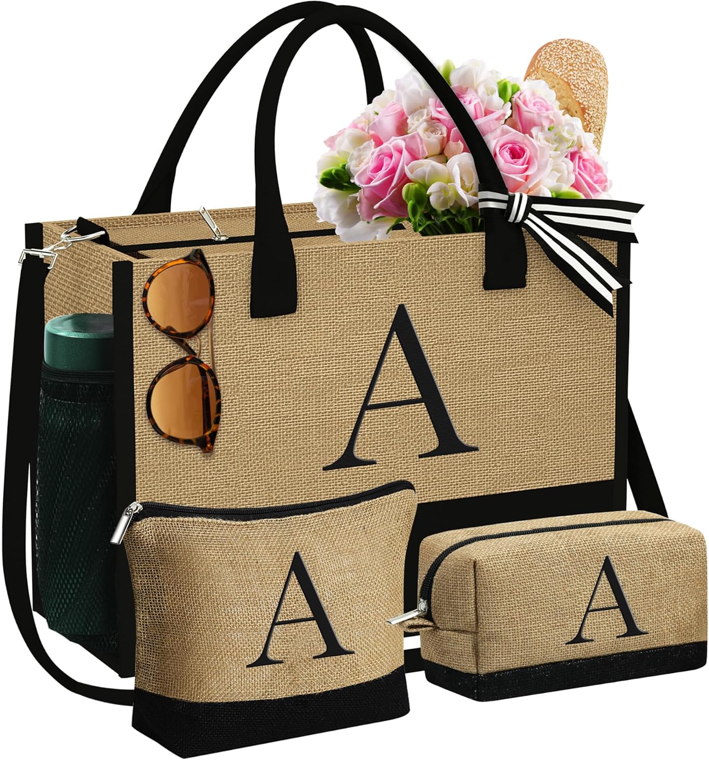 Personalized Jute Tote Bag & Makeup Bags for Women Gifts