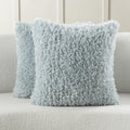 Light Blue Faux Wool 26x26 Decorative Pillow Covers - Soft Boucle Look