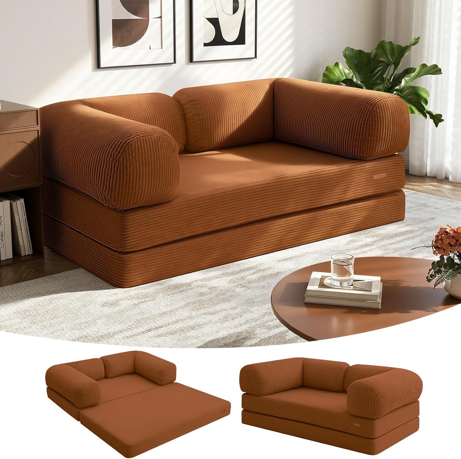 COMAX Futon Sofa Bed 4-in-1 Floor Foldable Couch for Living Room
