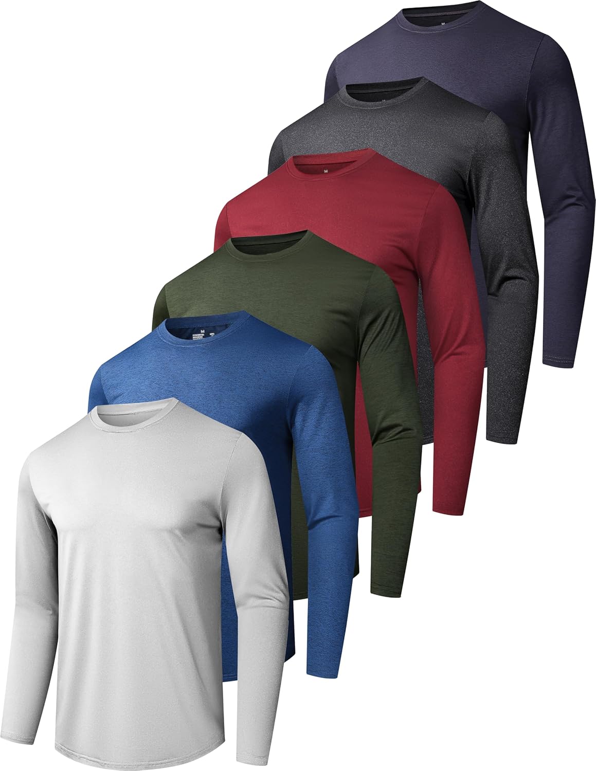 6 Pack Men's Quick Dry Long Sleeve Shirts with UV Sun Protection