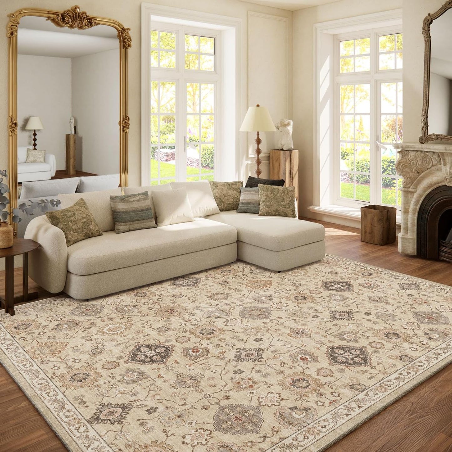 Machine Washable Rug for Living Room: 6x9 Boho Vintage Area Rug
