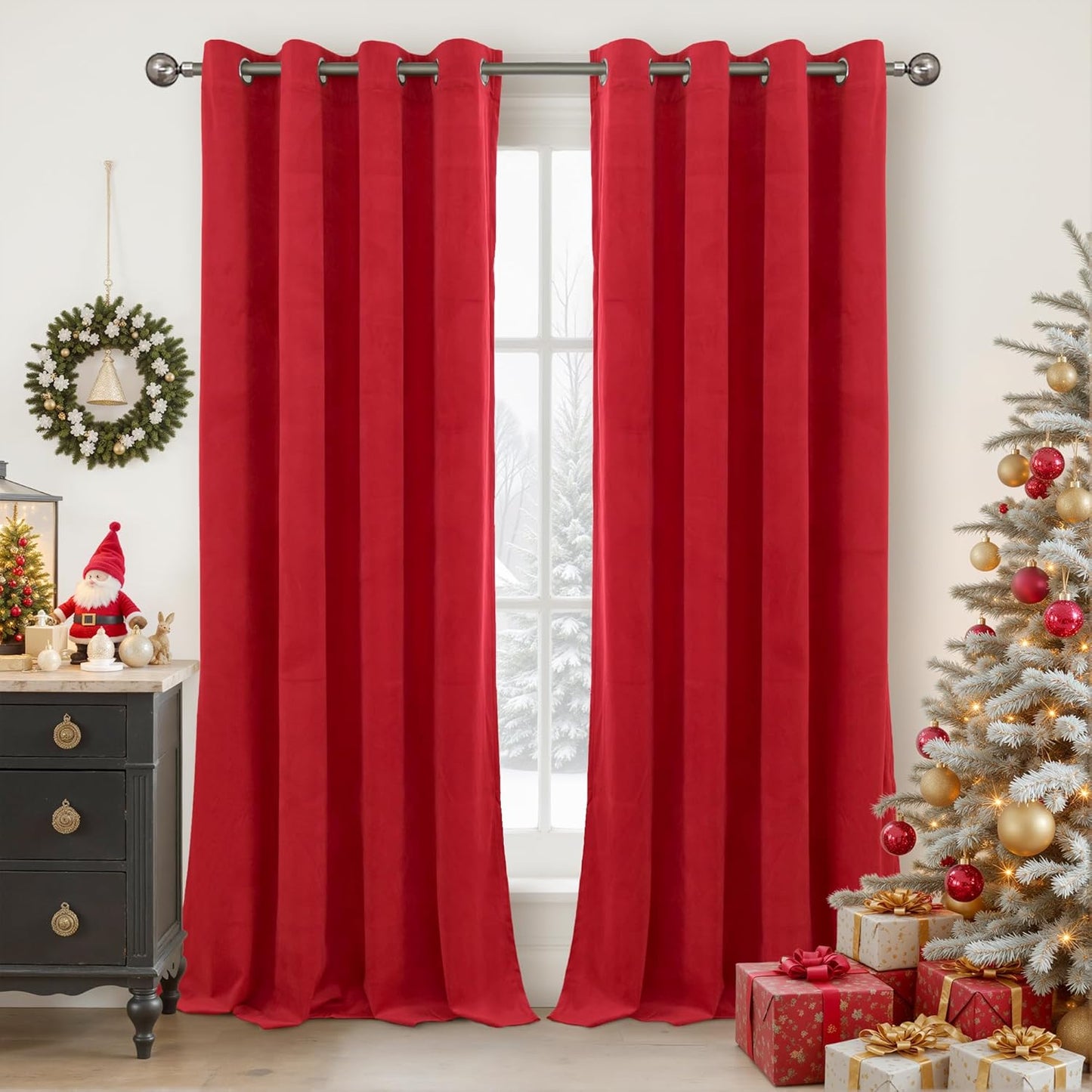 Luxurious Red Velvet Curtains for Living Room and Bedroom Decor