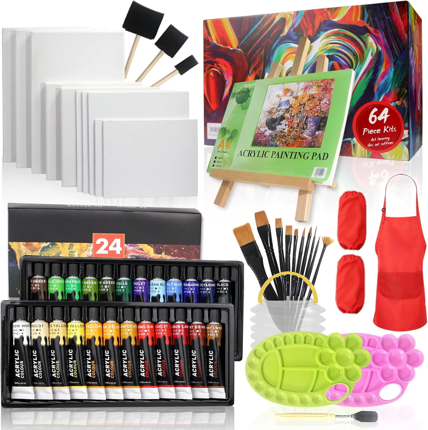 Colorful Acrylic Painting Kit for Kids with Easel and Supplies