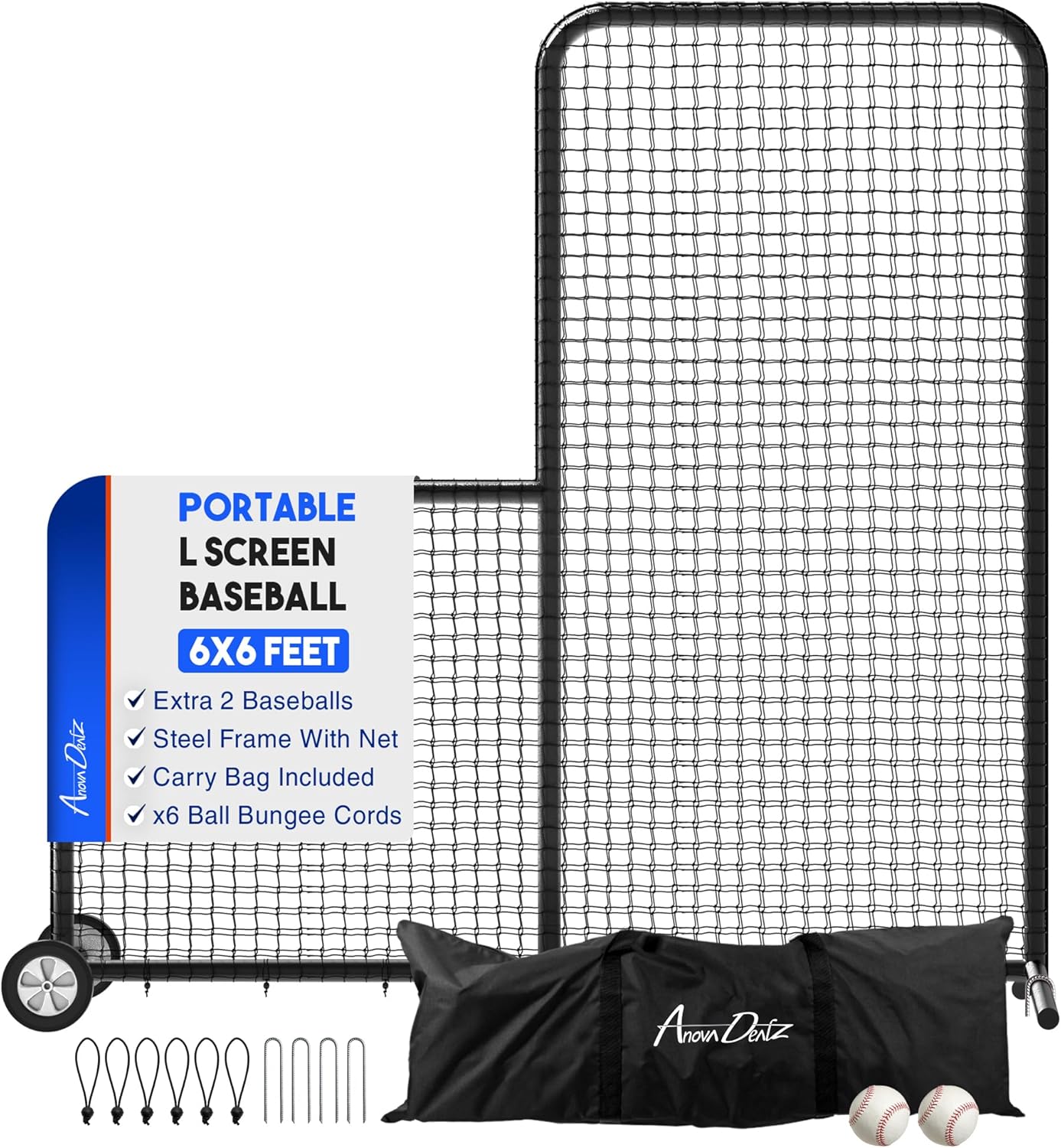 Portable L-Screen Baseball 7x7ft for Batting Cage Training