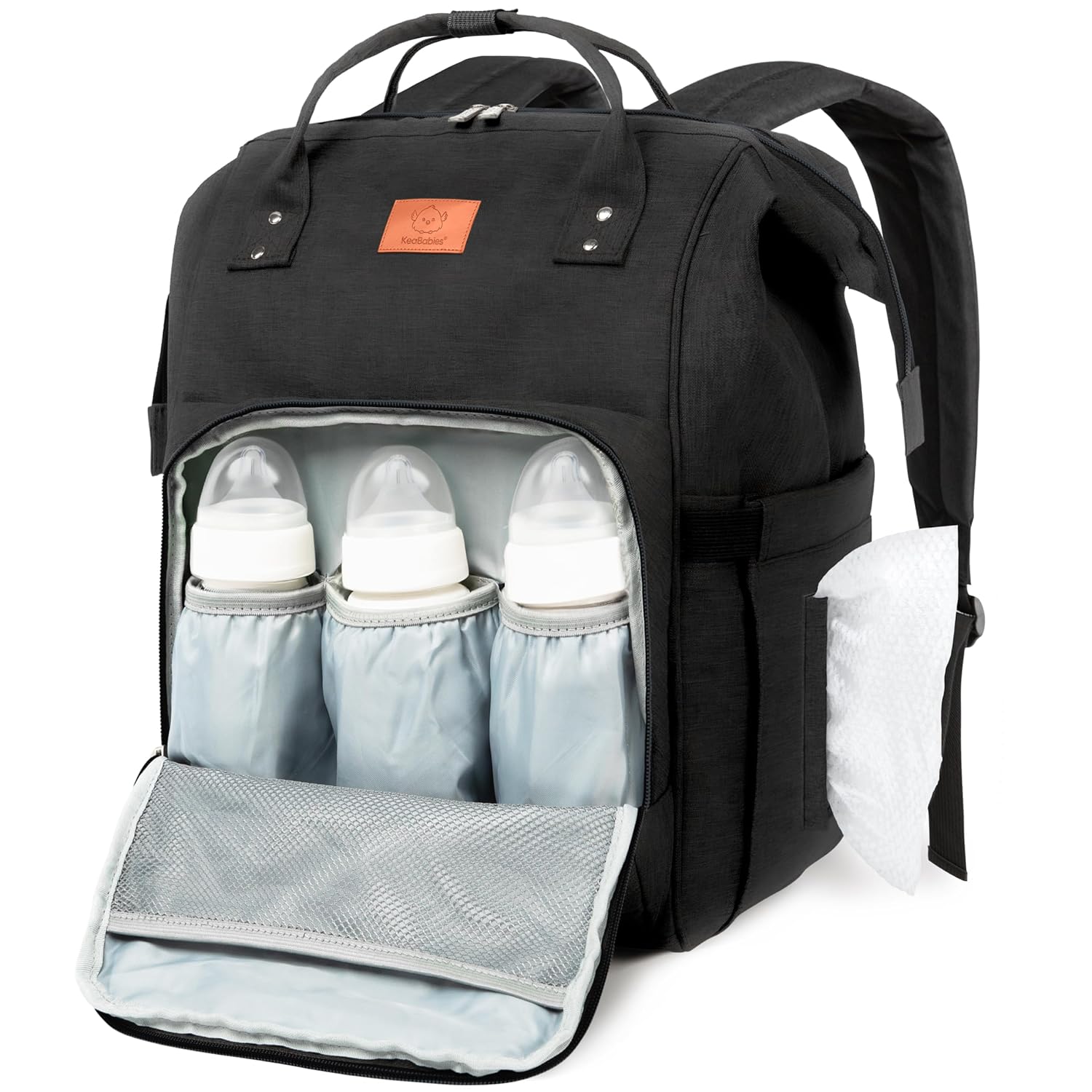 KeaBabies Baby Diaper Bag Backpack - Large Waterproof Travel Bag