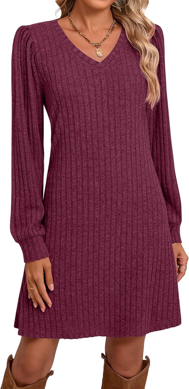 Ficerd Women's Knit Long Sleeve Sweater Dress for Fall Style