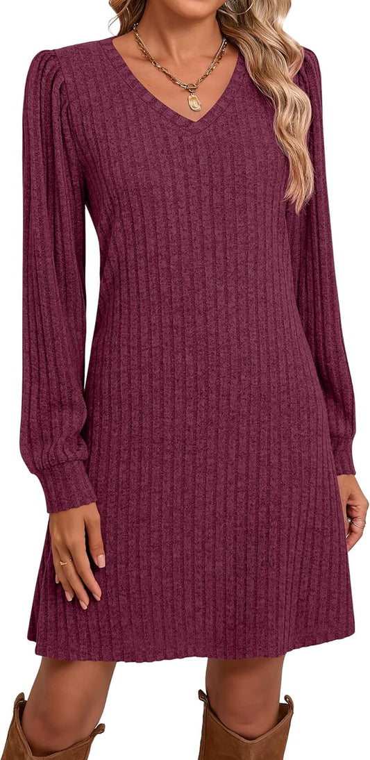 Ficerd Women's Knit Long Sleeve Sweater Dress for Fall Style