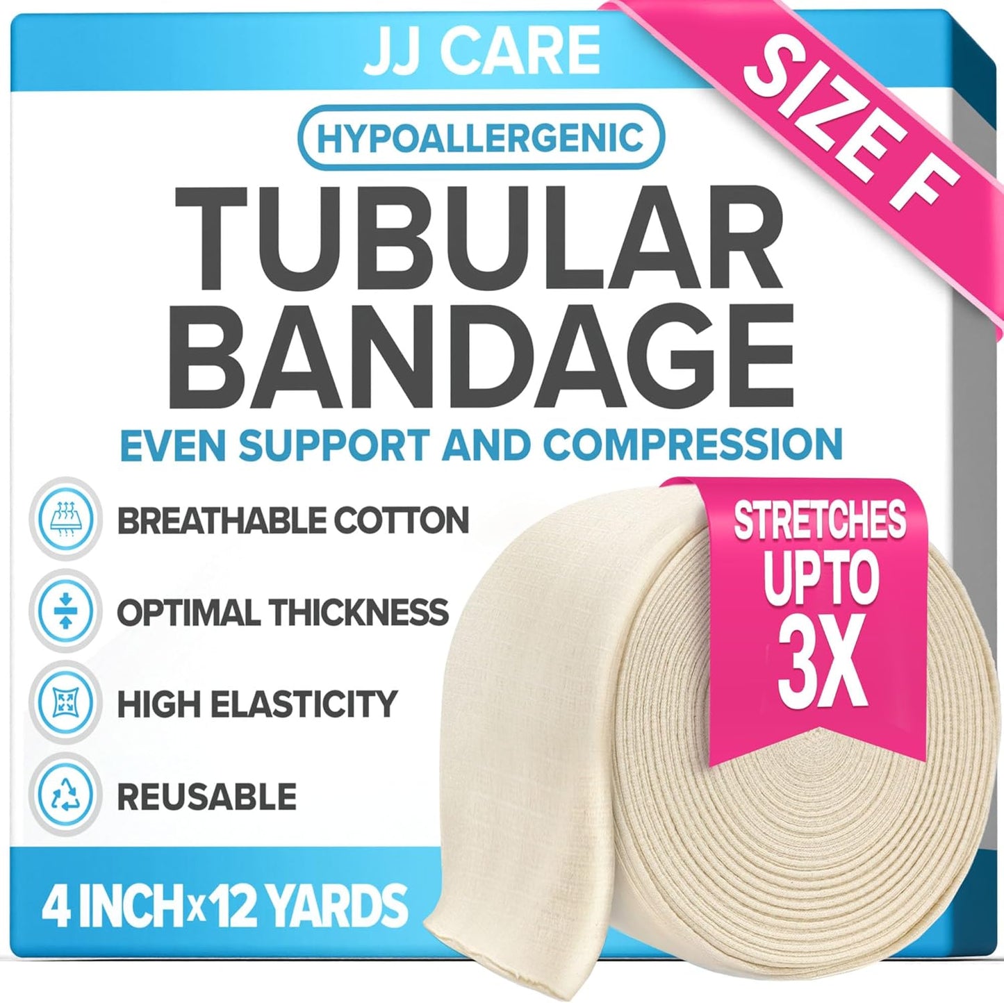 JJ CARE Tubular Bandage for Legs and Knees - Compression Support
