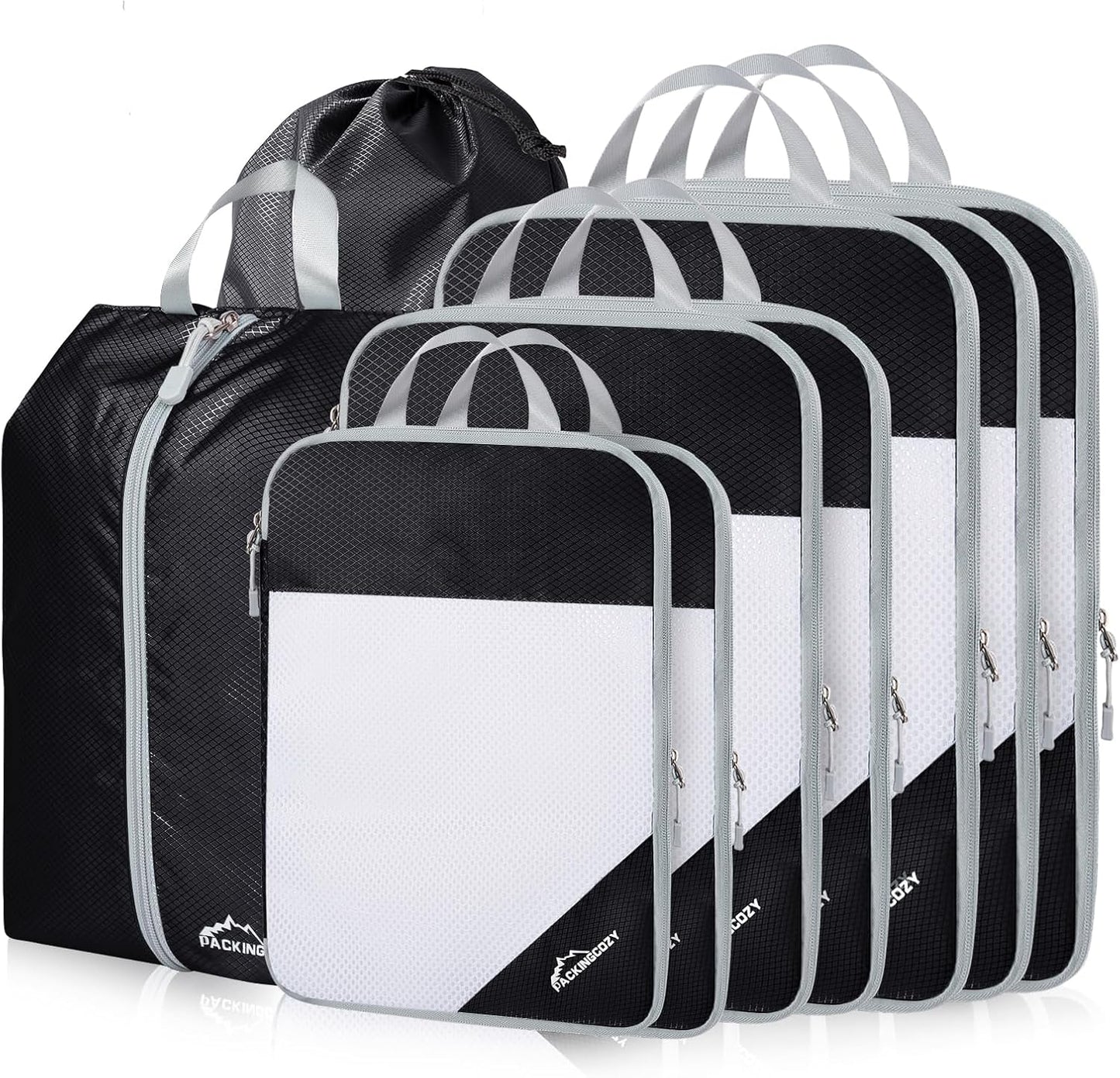 Compression Packing Cubes for Travel - 9 Set Lightweight Organizers